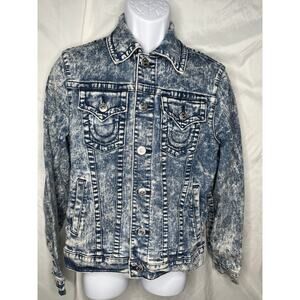 True Religion Acid Wash Denim Trucker Jacket Size Small Y2K Era